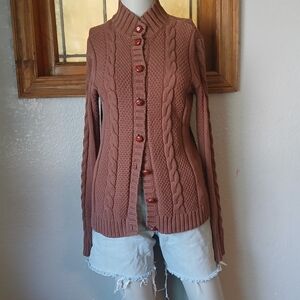 Cable Knit Cardigan, Basic Edition Womens S, Cottage Grandpa Grandma Y2K
